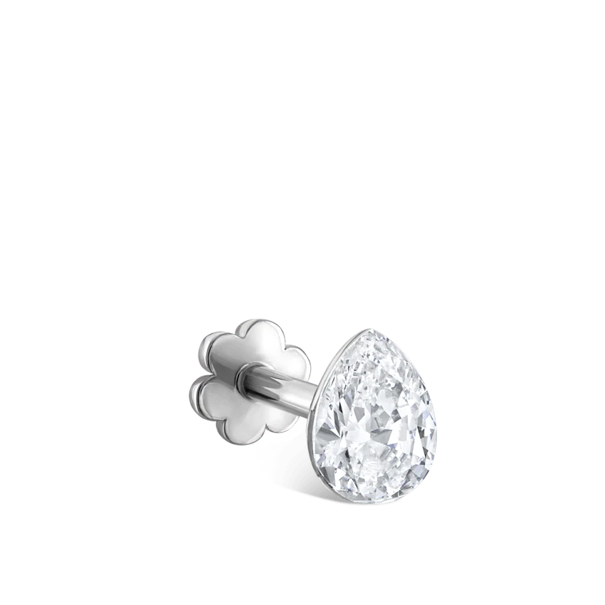 Invisible Set Diamond Pear Threaded Stud Earring - Image 6