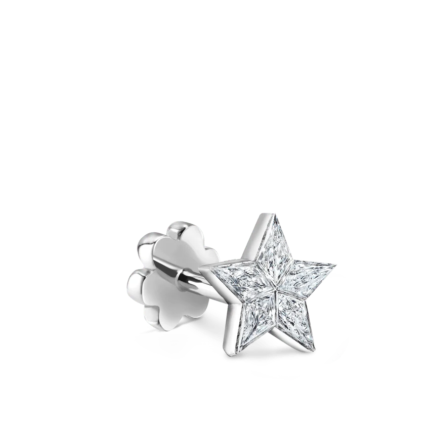 Invisible Set Diamond Star Threaded Stud Earring