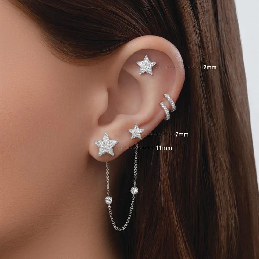 Invisible Set Diamond Star Threaded Stud Earring - Image 9