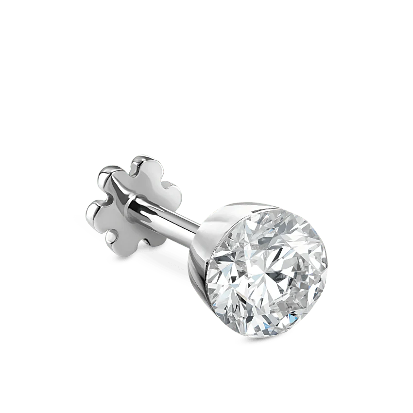 Invisible Set Diamond Threaded Stud Earring With Titanium Backing - Image 16