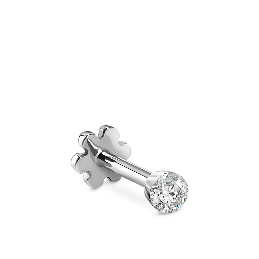 Invisible Set Diamond Threaded Stud Earring With Titanium Backing - Image 2