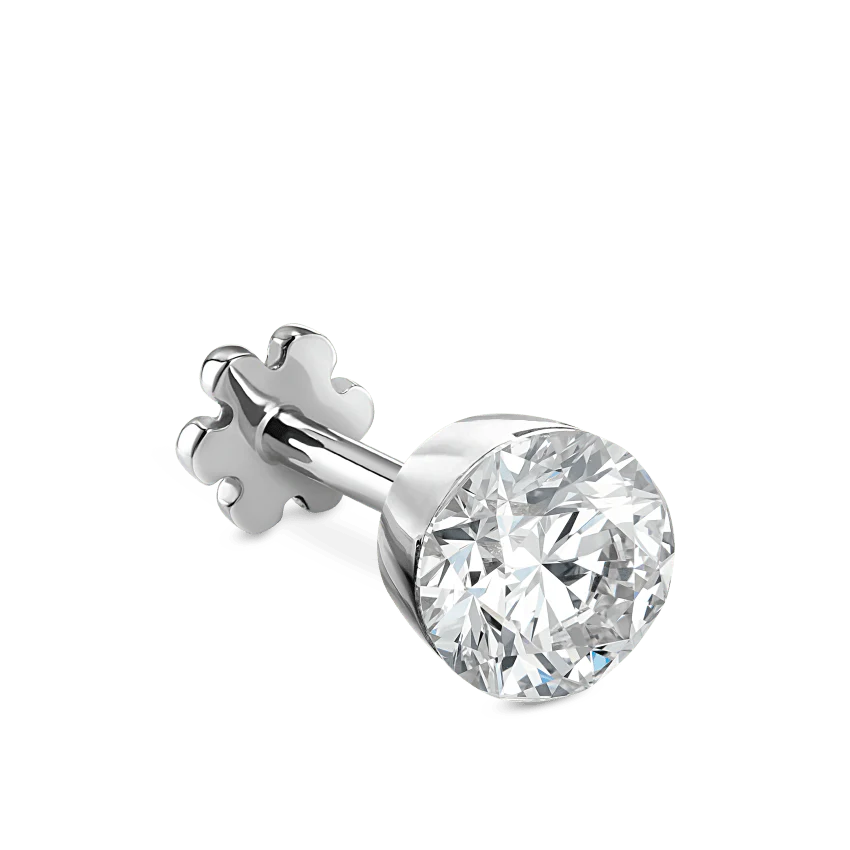 Invisible Set Diamond Threaded Stud Earring With Titanium Backing - Image 9