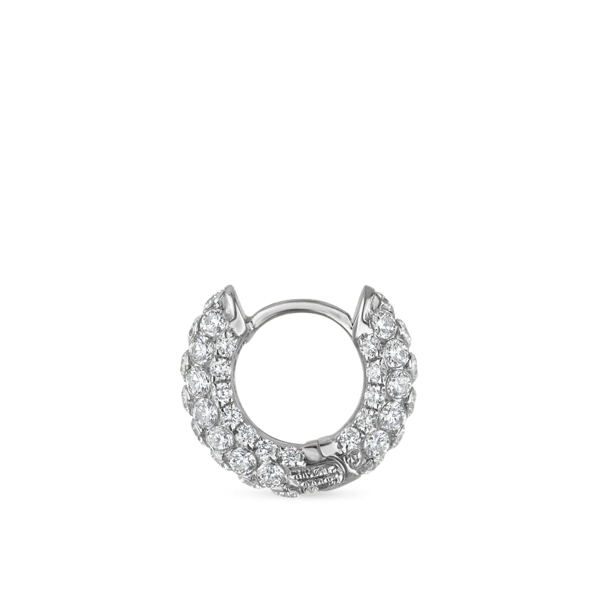 Invisible Set Diamond Three Row Pavé Hoop Earring - Image 11