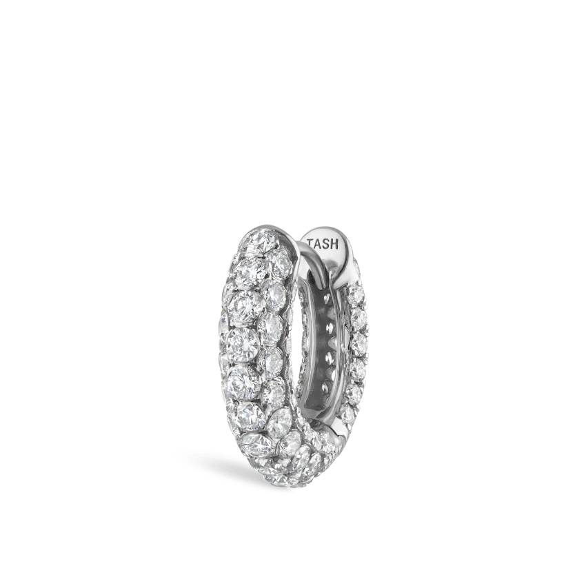 Invisible Set Diamond Three Row Pavé Hoop Earring - Image 13