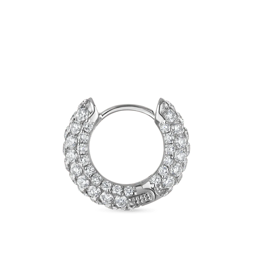 Invisible Set Diamond Three Row Pavé Hoop Earring - Image 16