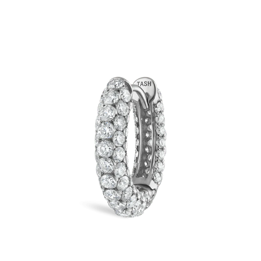 Invisible Set Diamond Three Row Pavé Hoop Earring - Image 18