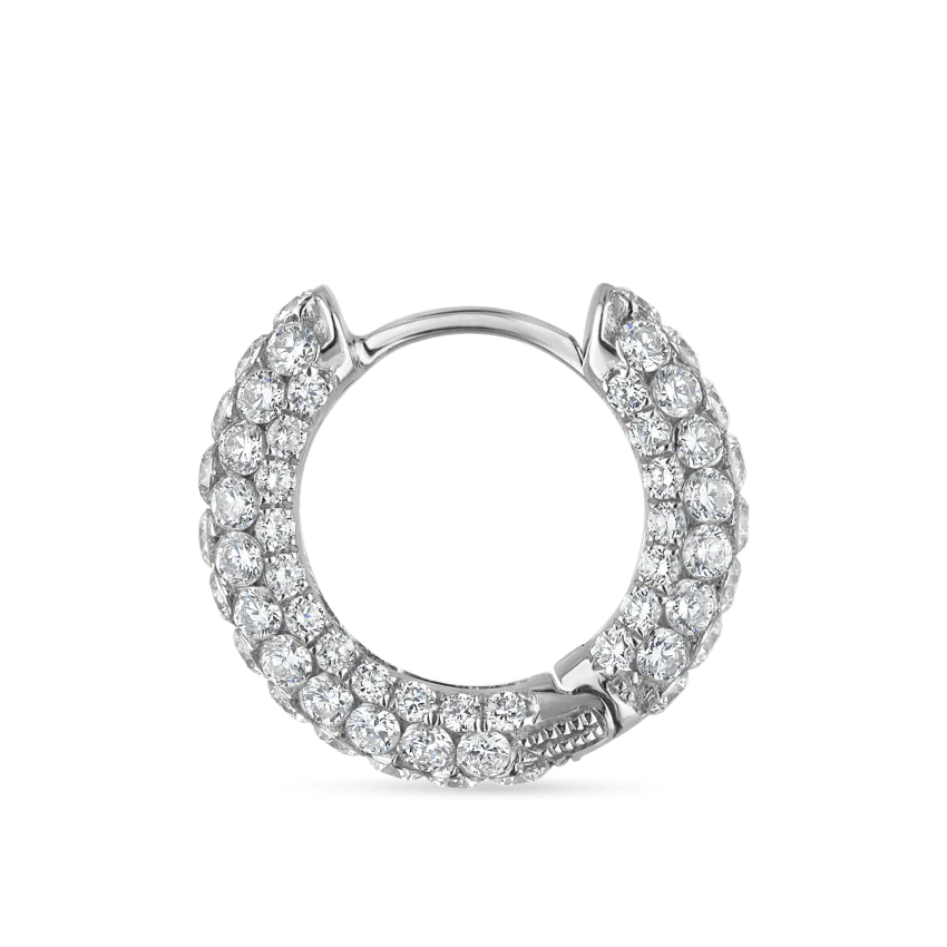 Invisible Set Diamond Three Row Pavé Hoop Earring - Image 22