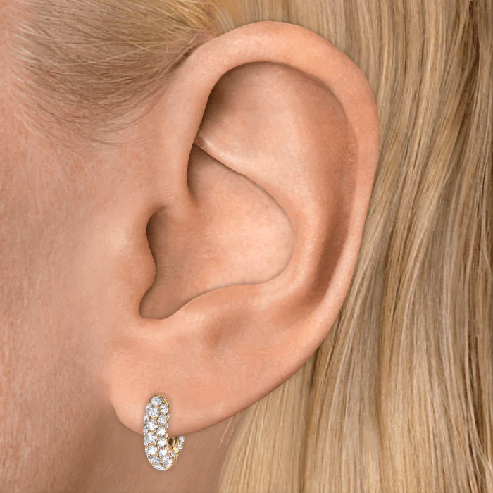 Invisible Set Diamond Three Row Pavé Hoop Earring - Image 28
