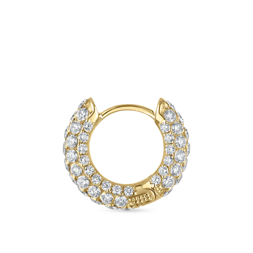 Invisible Set Diamond Three Row Pavé Hoop Earring - Image 34