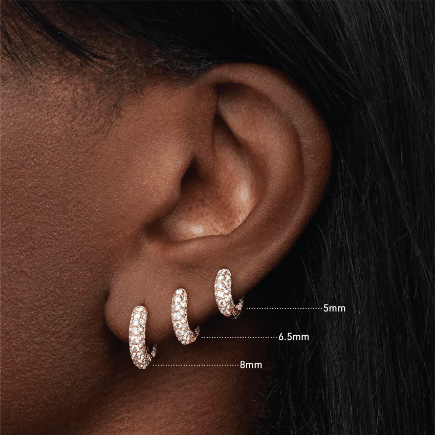 Invisible Set Diamond Three Row Pavé Hoop Earring - Image 35