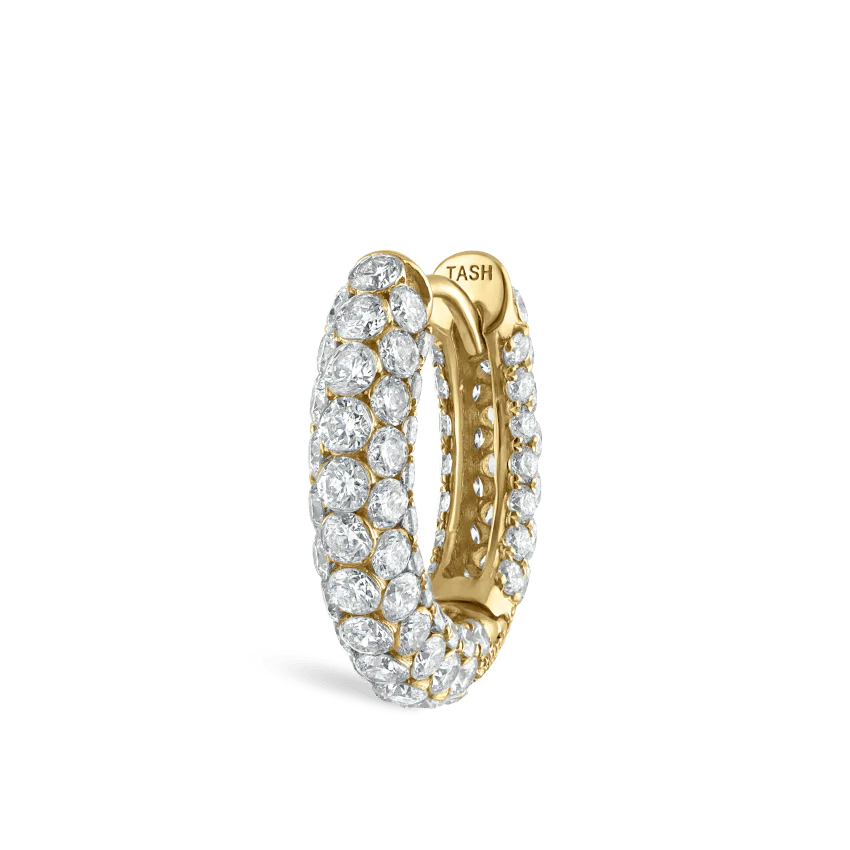 Invisible Set Diamond Three Row Pavé Hoop Earring - Image 36