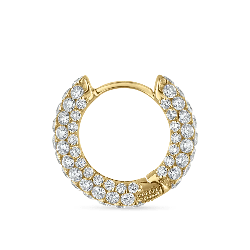 Invisible Set Diamond Three Row Pavé Hoop Earring - Image 40