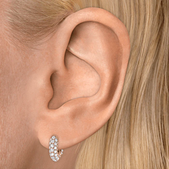 Invisible Set Diamond Three Row Pavé Hoop Earring - Image 46