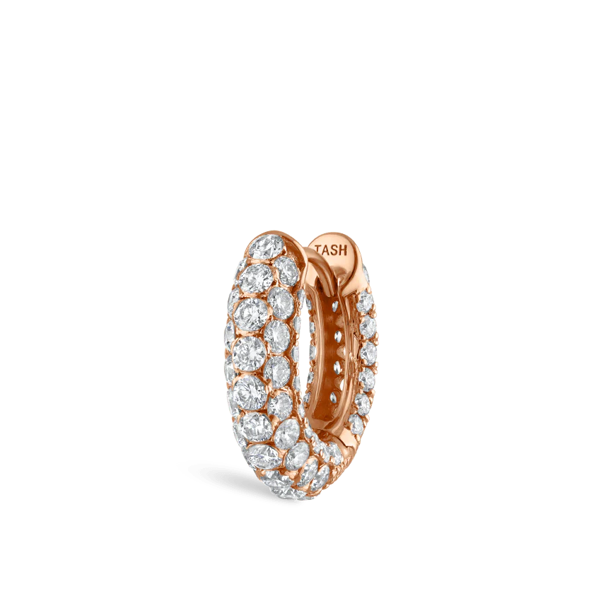 Invisible Set Diamond Three Row Pavé Hoop Earring - Image 49