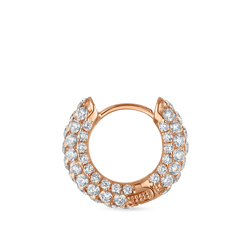 Invisible Set Diamond Three Row Pavé Hoop Earring - Image 52