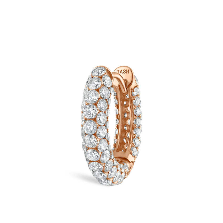 Invisible Set Diamond Three Row Pavé Hoop Earring - Image 54
