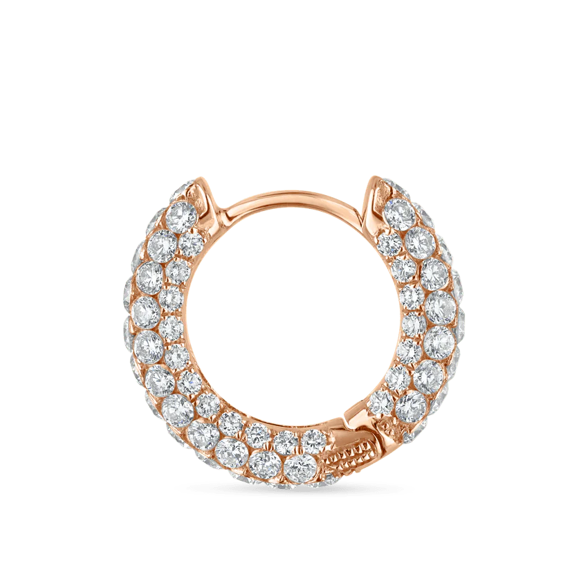 Invisible Set Diamond Three Row Pavé Hoop Earring - Image 58