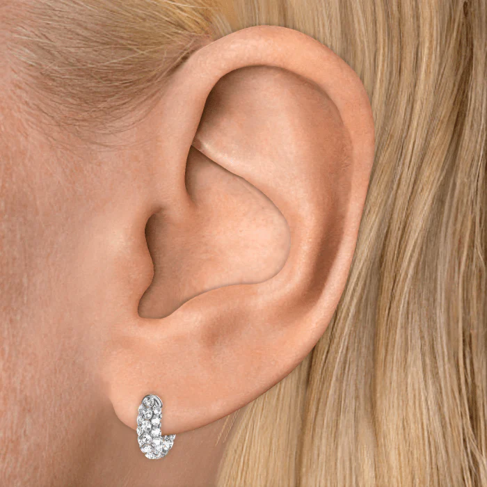 Invisible Set Diamond Three Row Pavé Hoop Earring - Image 6