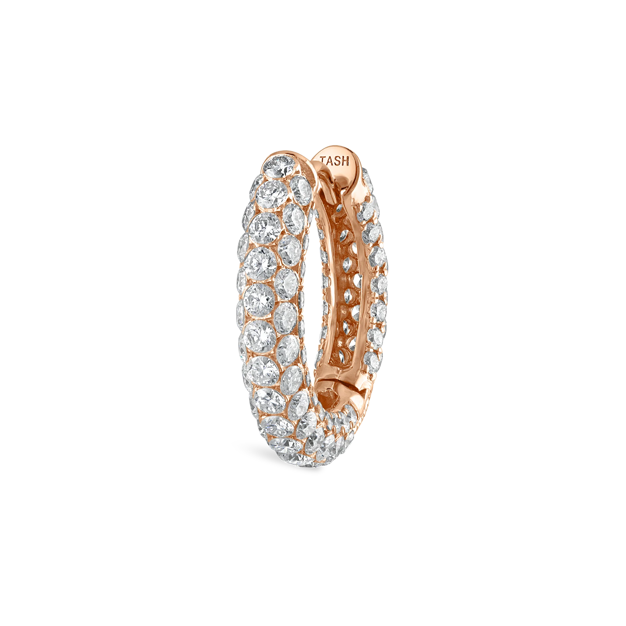 Invisible Set Diamond Three Row Pavé Hoop Earring - Image 62