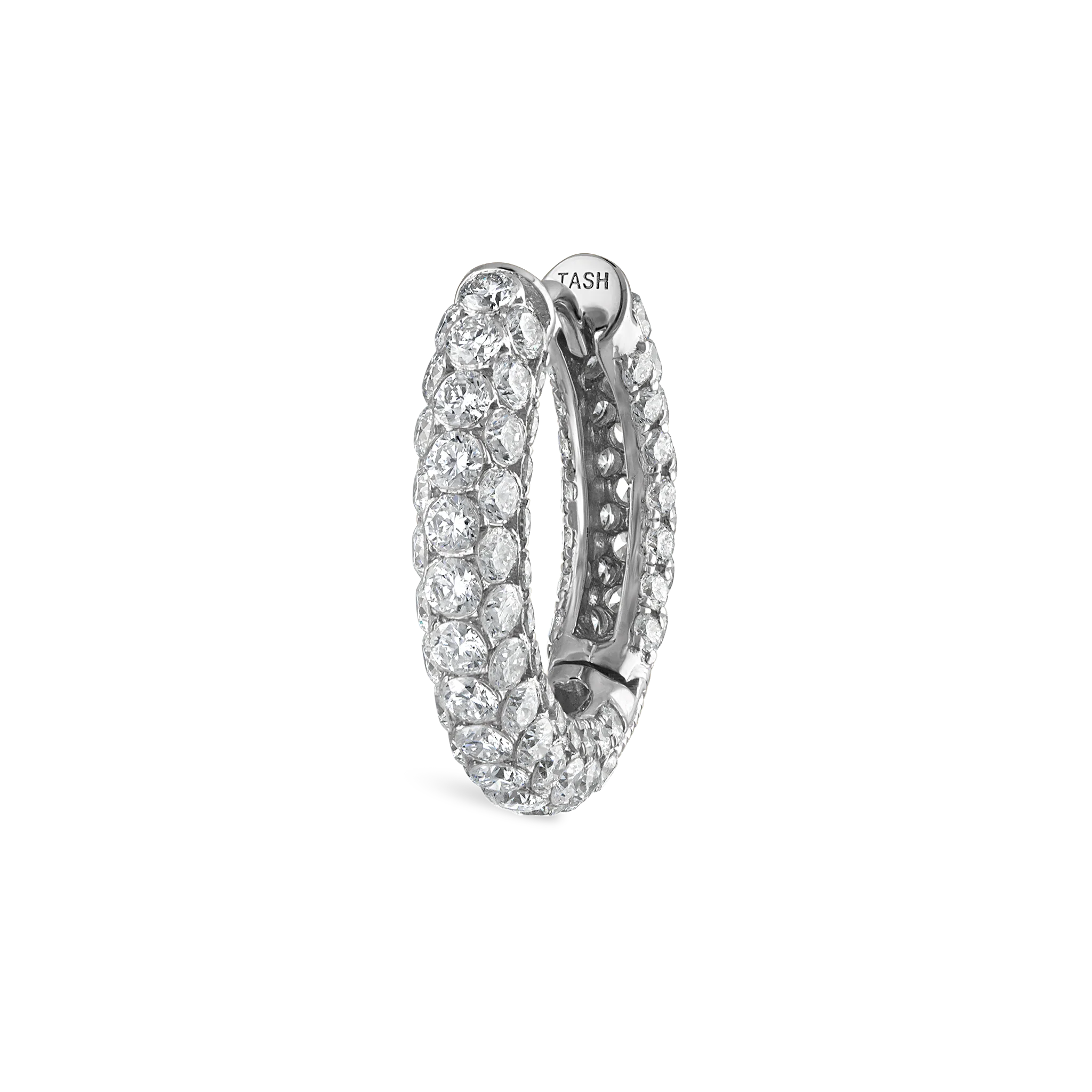 Invisible Set Diamond Three Row Pavé Hoop Earring - Image 63