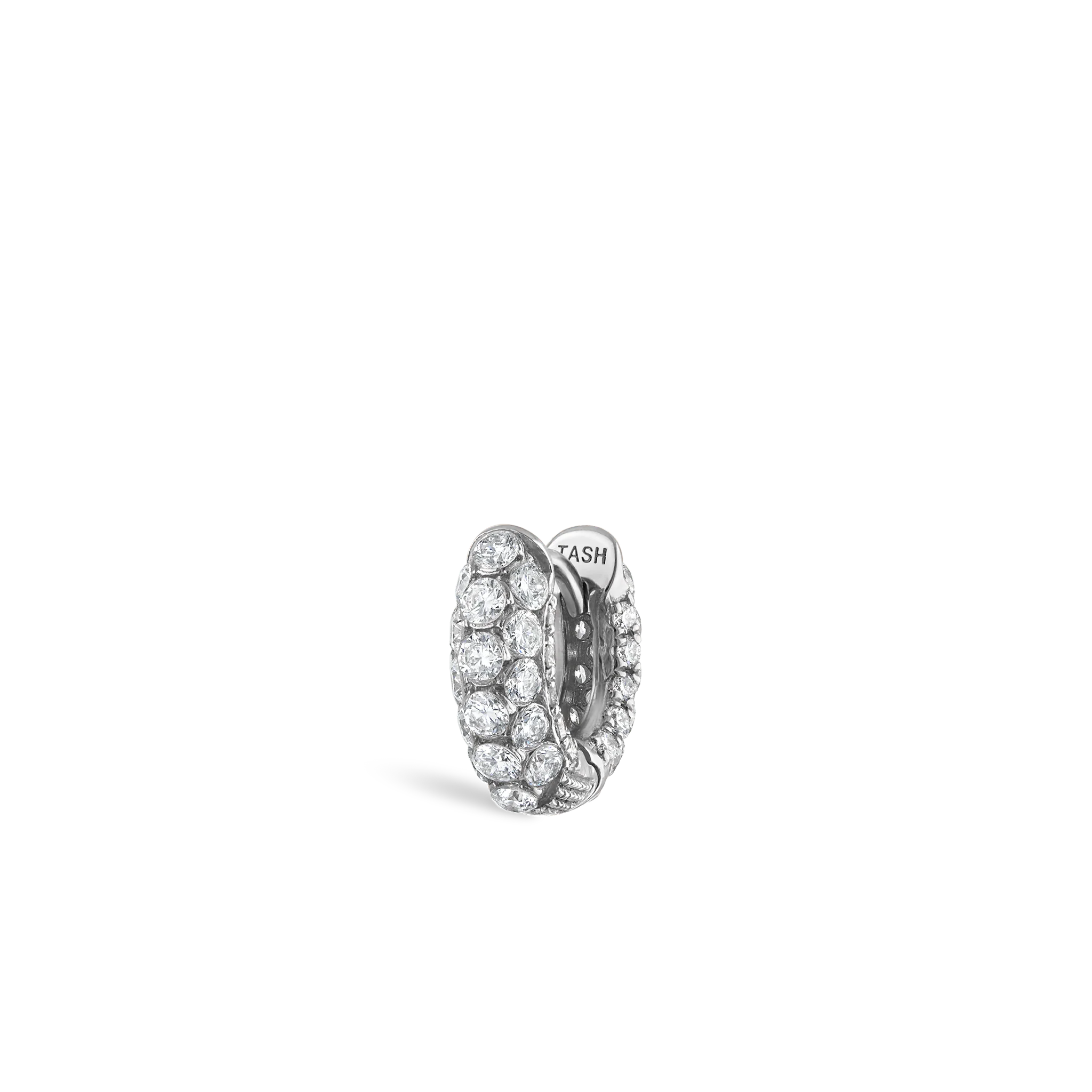 Invisible Set Diamond Three Row Pavé Hoop Earring - Image 65