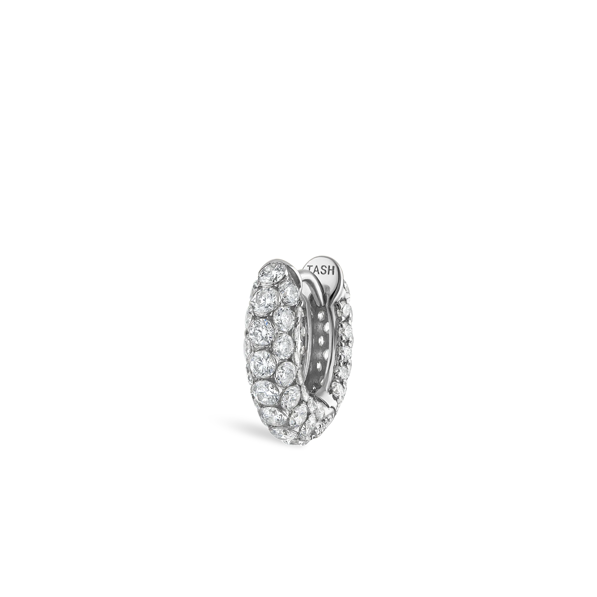 Invisible Set Diamond Three Row Pavé Hoop Earring - Image 68