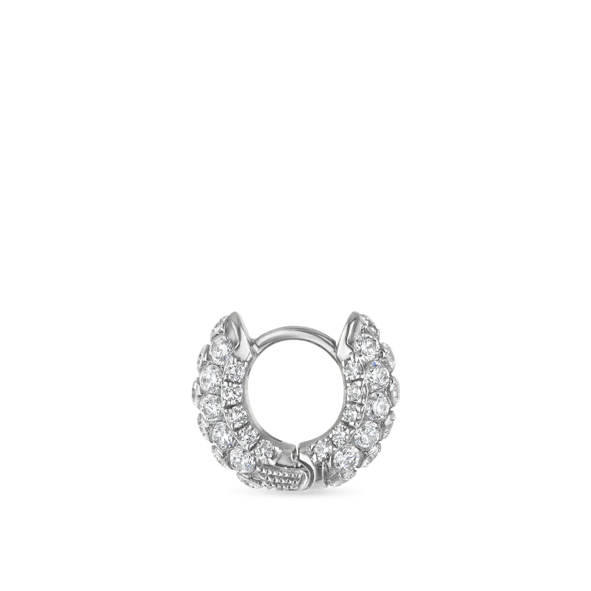 Invisible Set Diamond Three Row Pavé Hoop Earring - Image 7