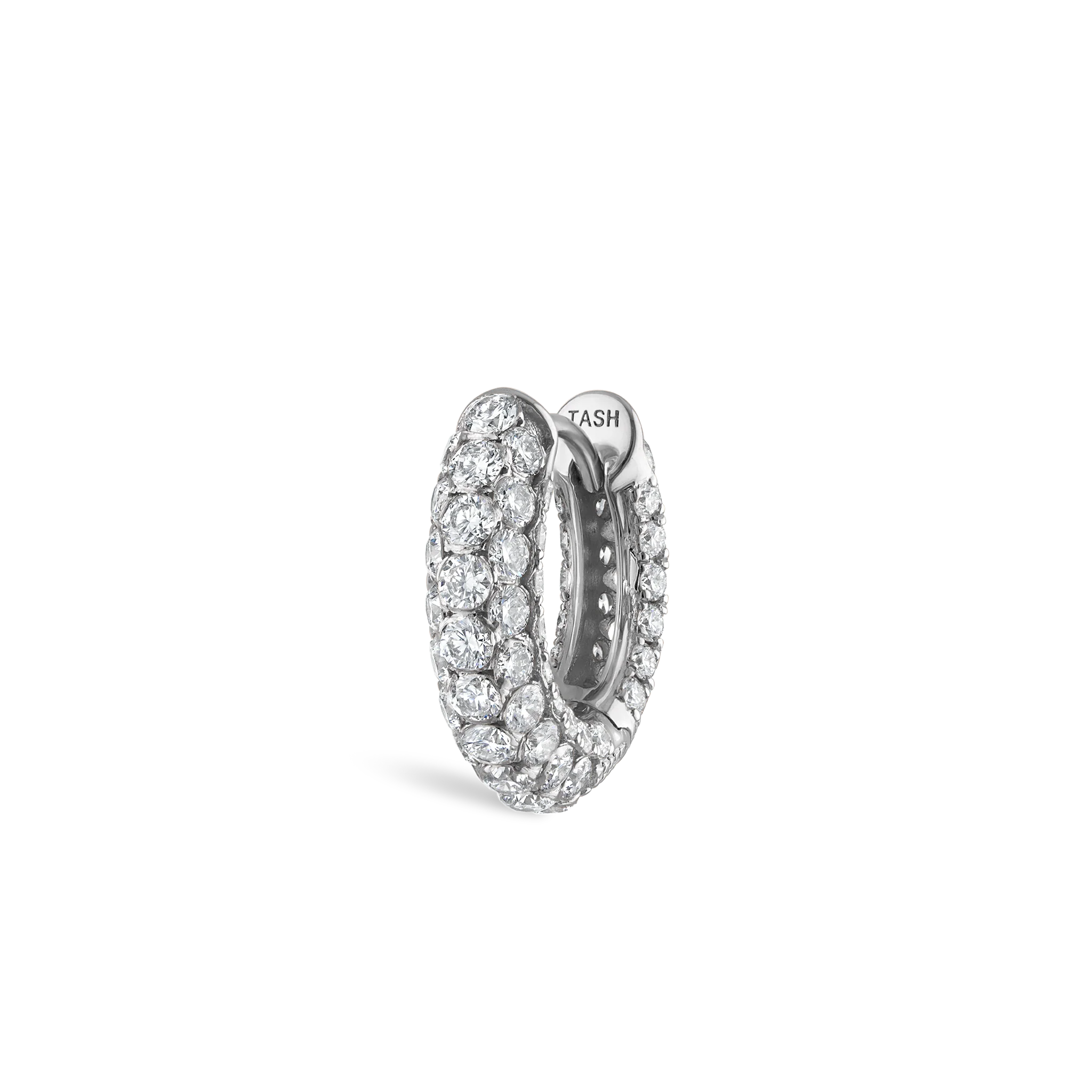 Invisible Set Diamond Three Row Pavé Hoop Earring - Image 71