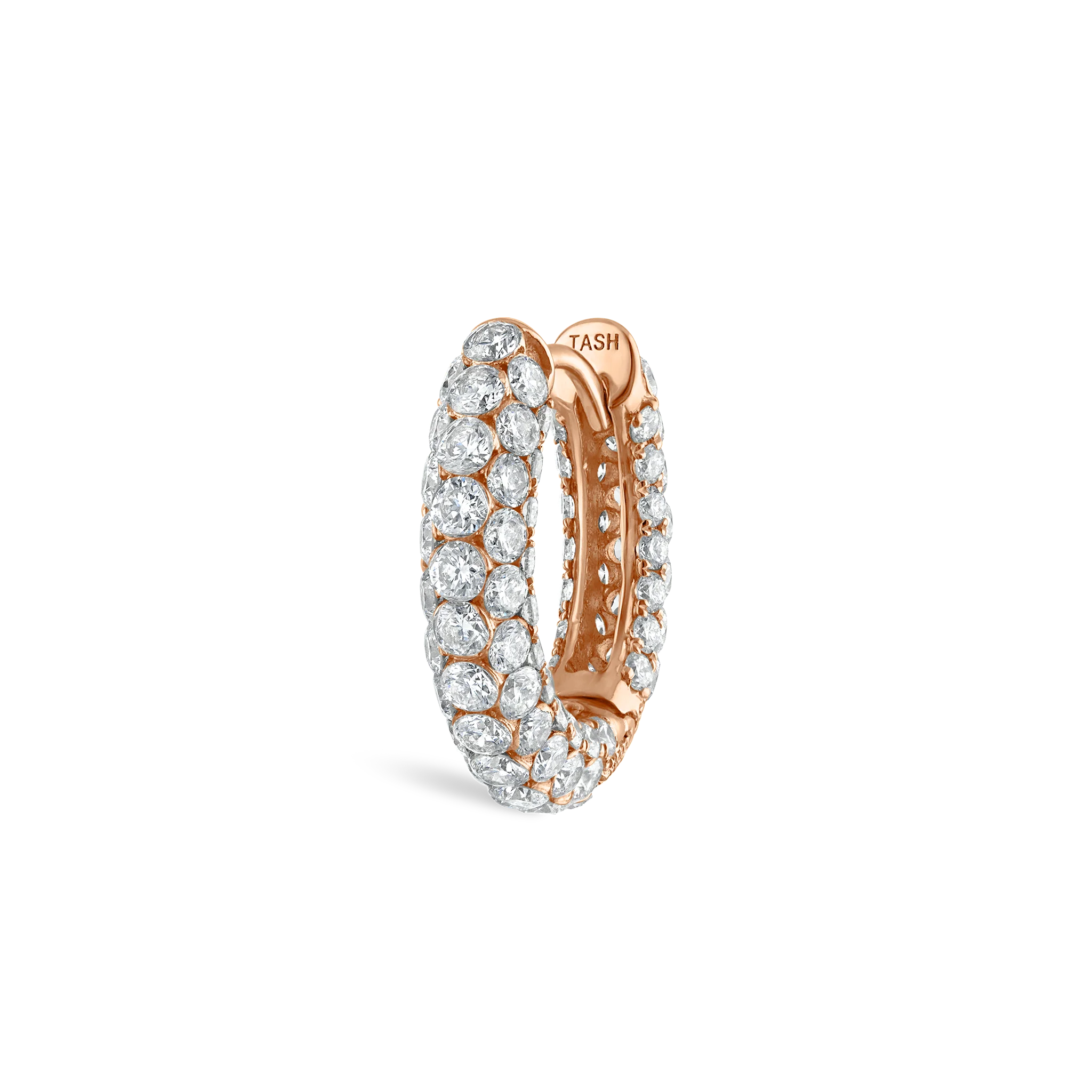 Invisible Set Diamond Three Row Pavé Hoop Earring - Image 73