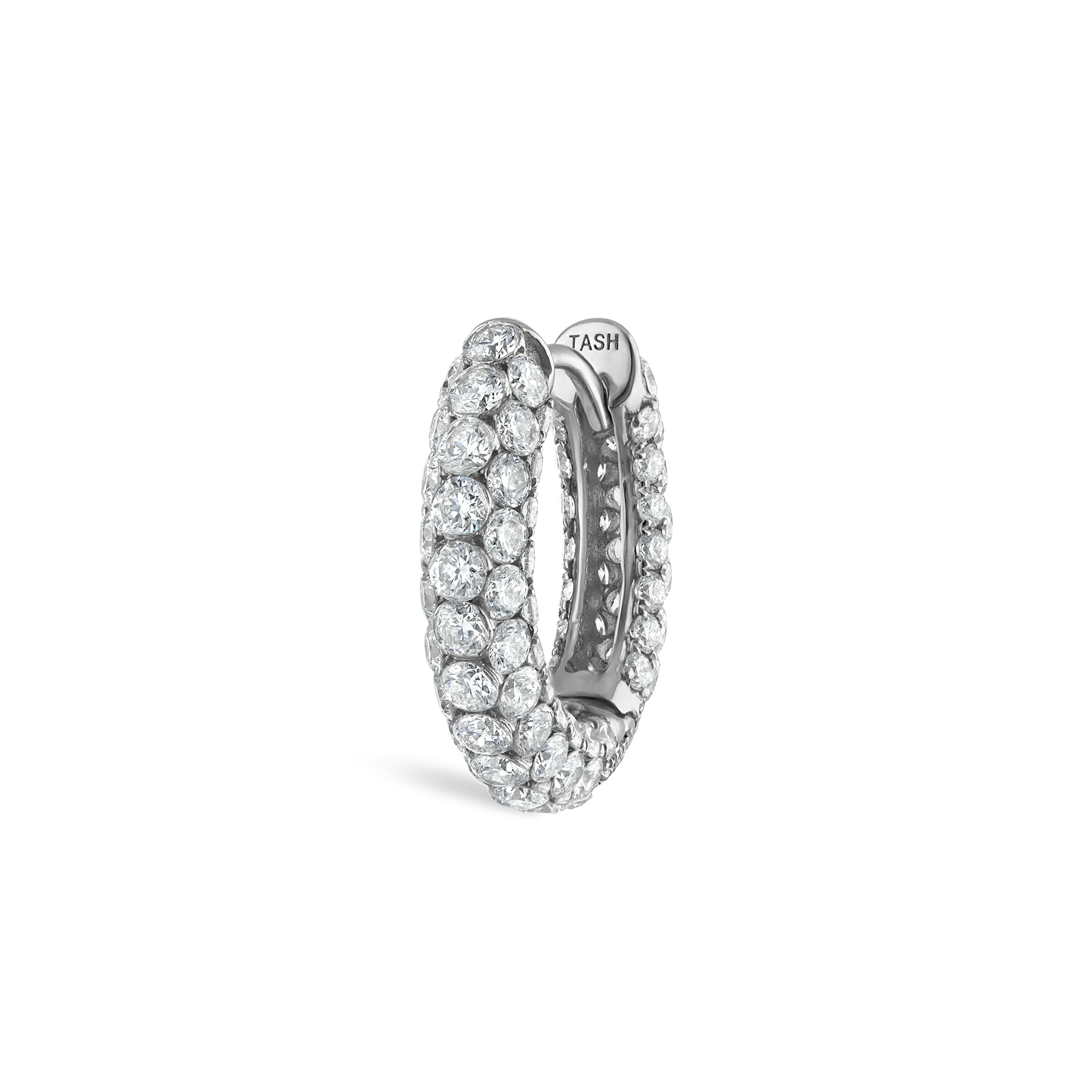 Invisible Set Diamond Three Row Pavé Hoop Earring - Image 74