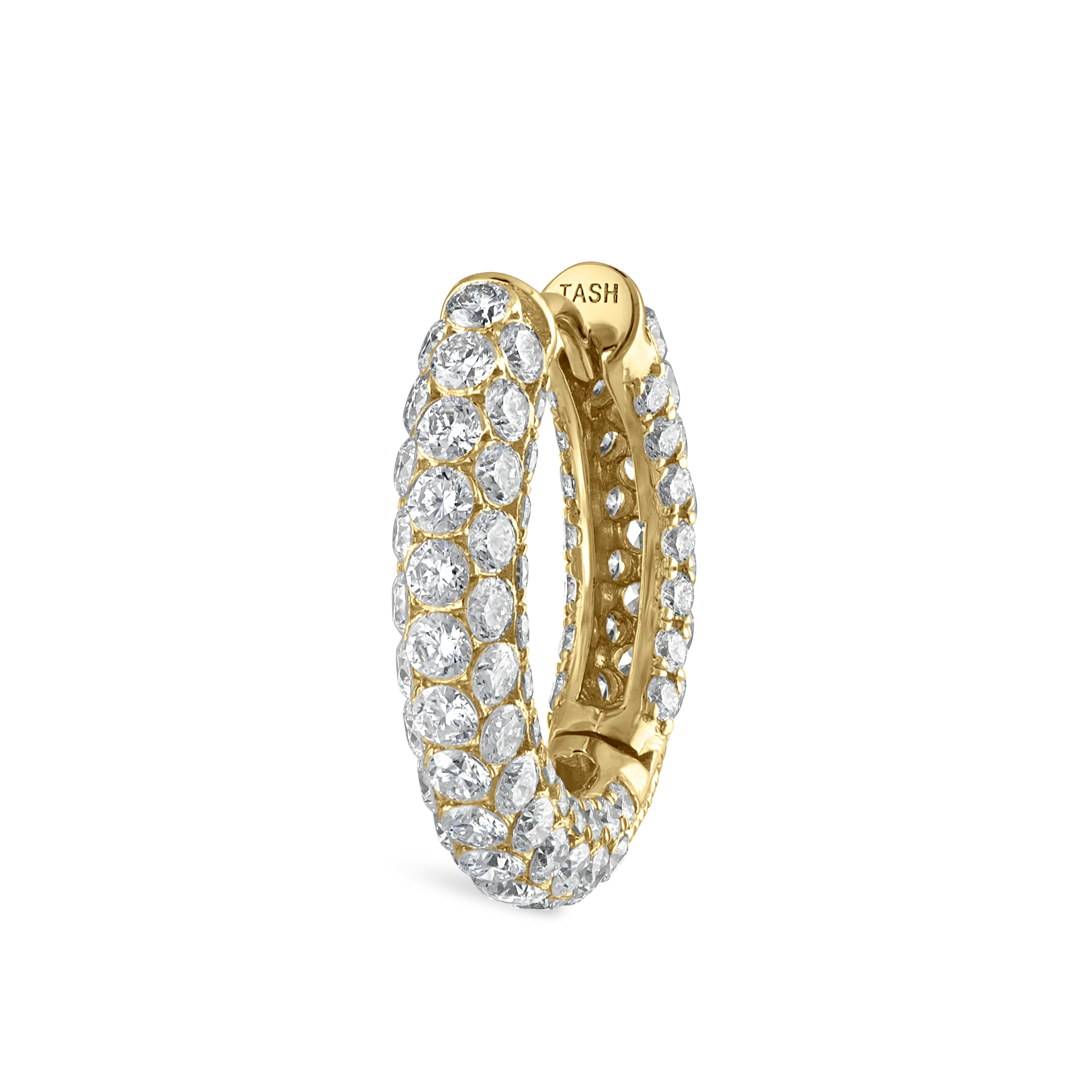 Invisible Set Diamond Three Row Pavé Hoop Earring - Image 76