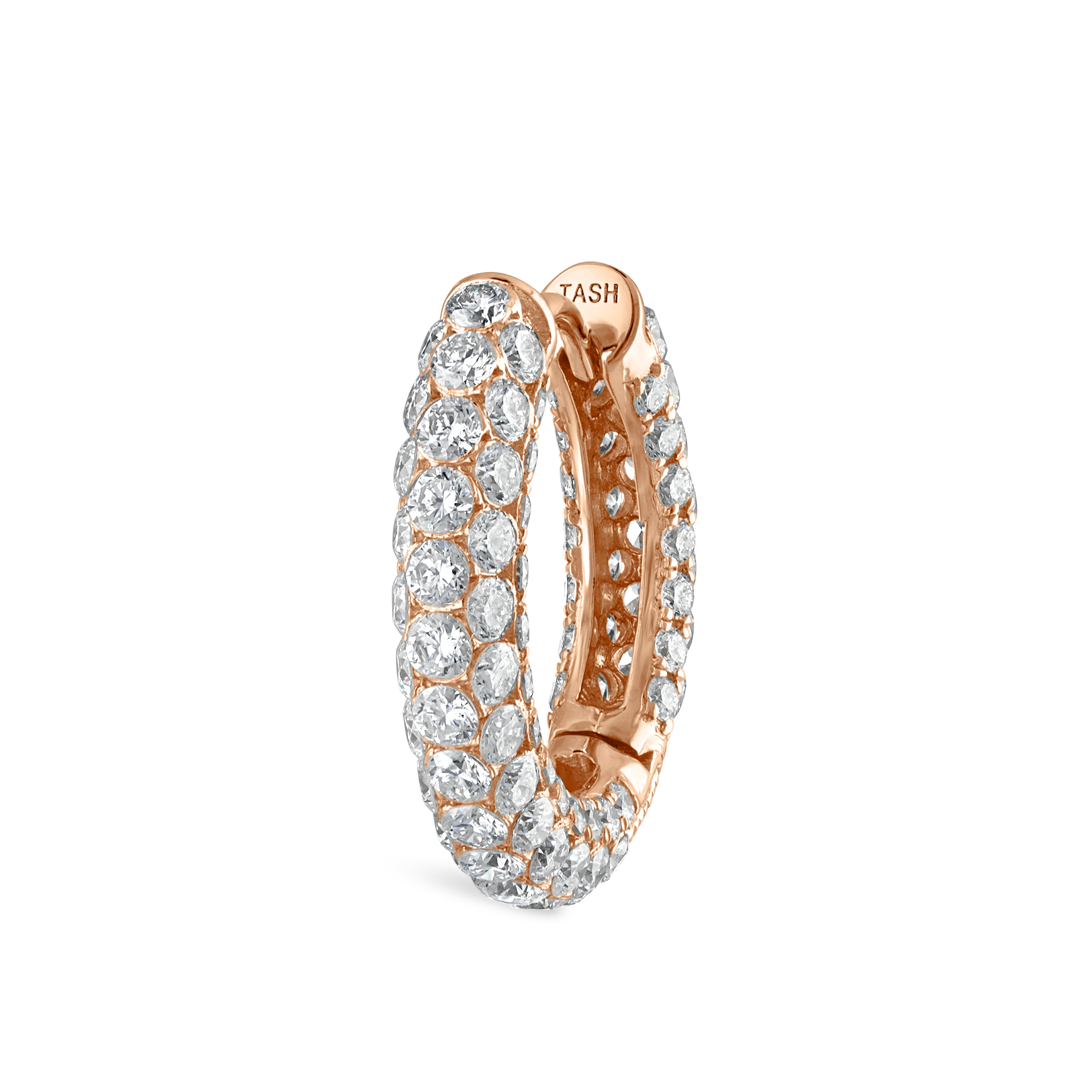 Invisible Set Diamond Three Row Pavé Hoop Earring - Image 77
