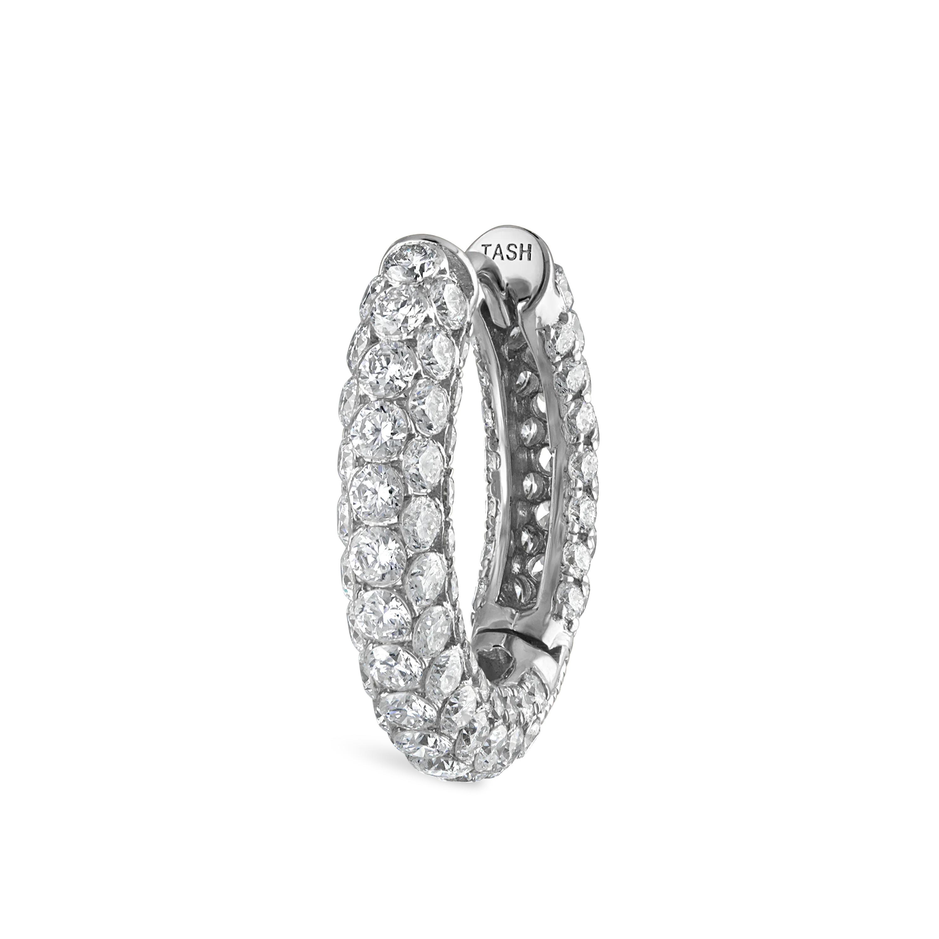 Invisible Set Diamond Three Row Pavé Hoop Earring - Image 78