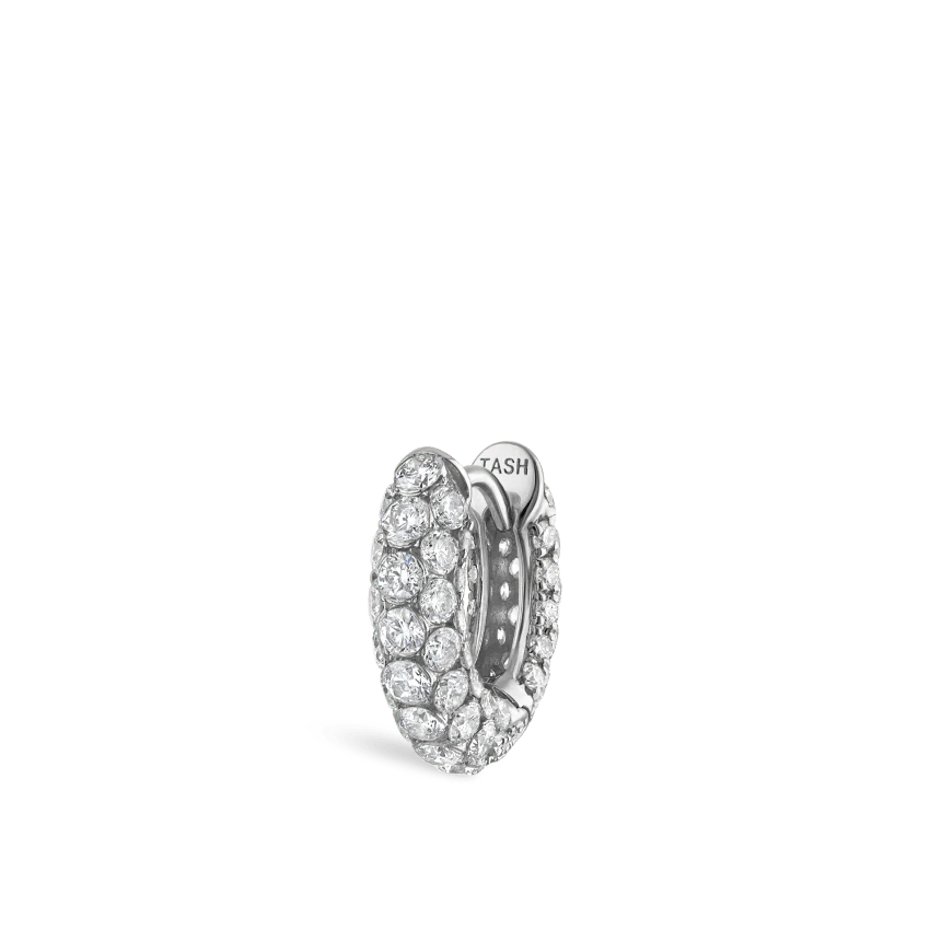 Invisible Set Diamond Three Row Pavé Hoop Earring - Image 9