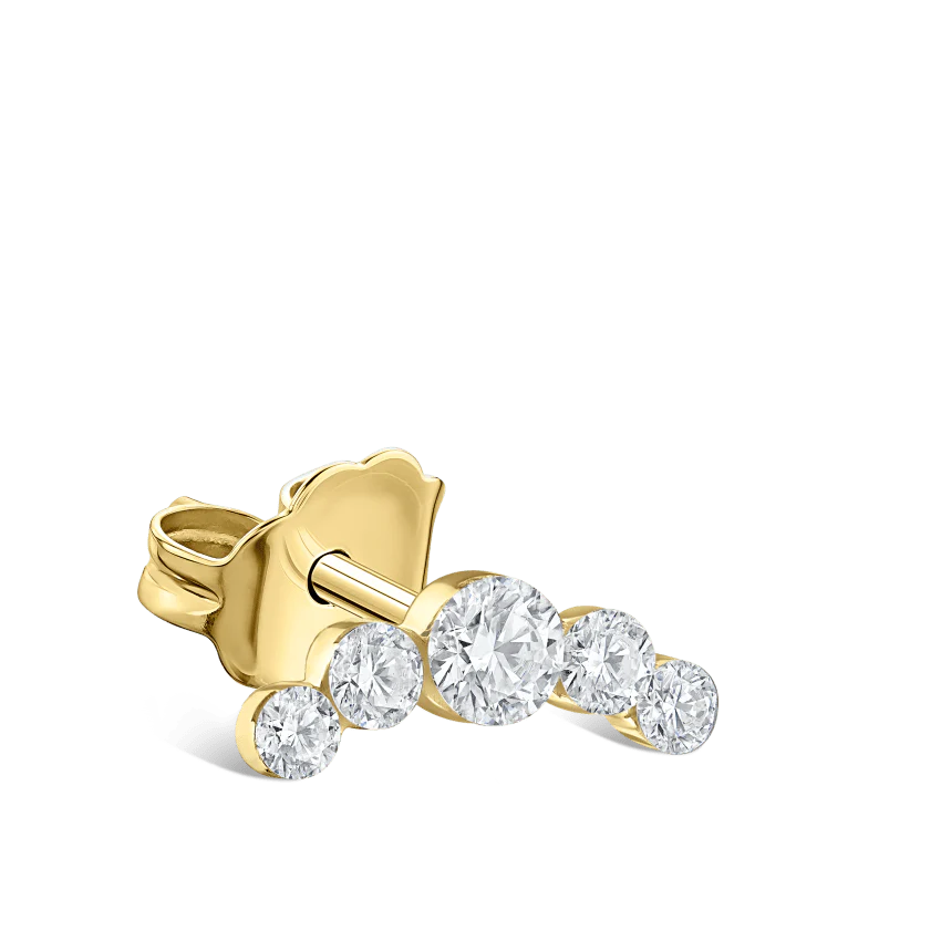 Invisible Set Five Diamond Curve Stud Earring - Image 4