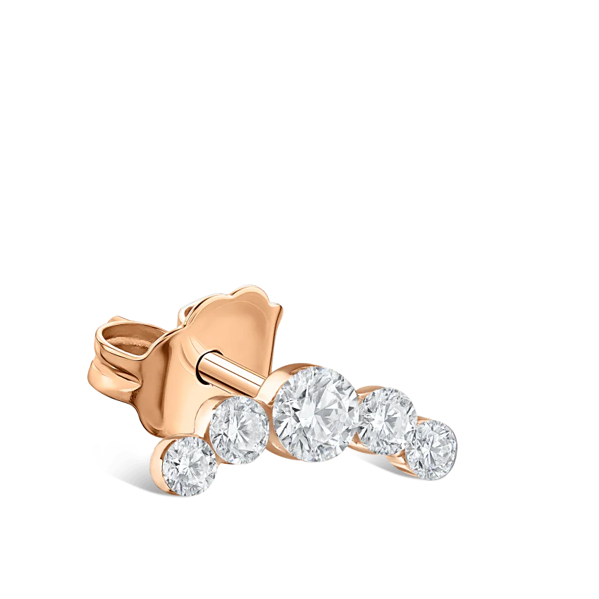 Invisible Set Five Diamond Curve Stud Earring - Image 6
