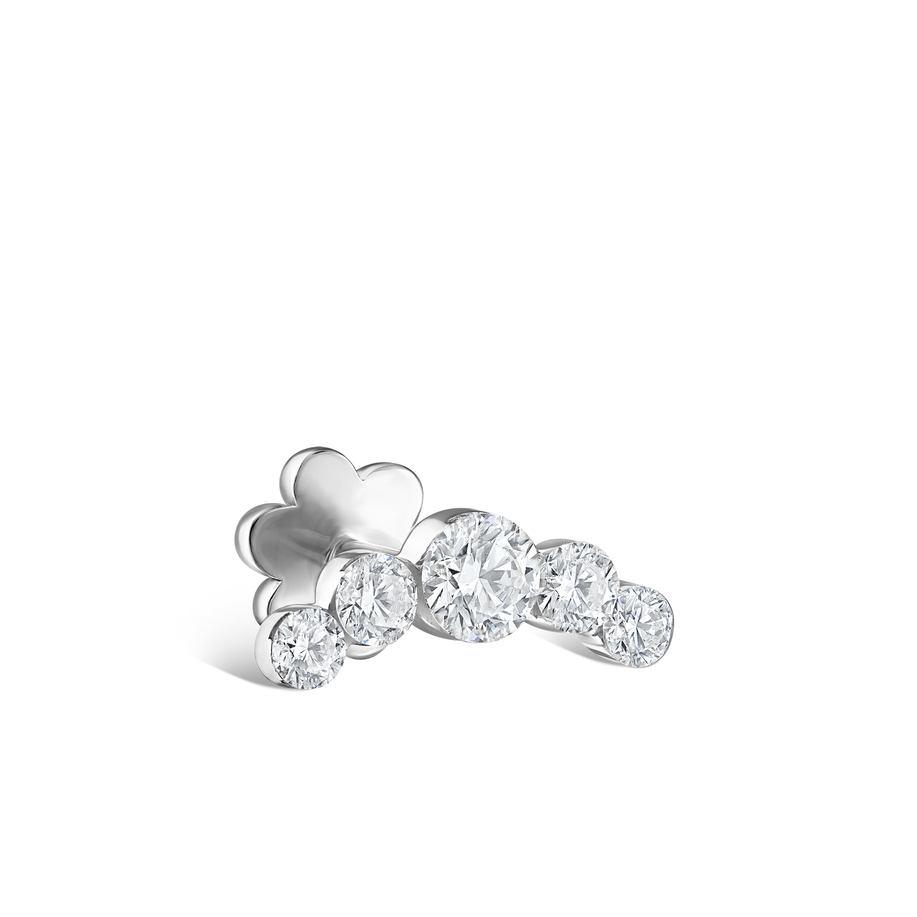 Invisible Set Five Diamond Open Curve Threaded Stud Earring - Image 21