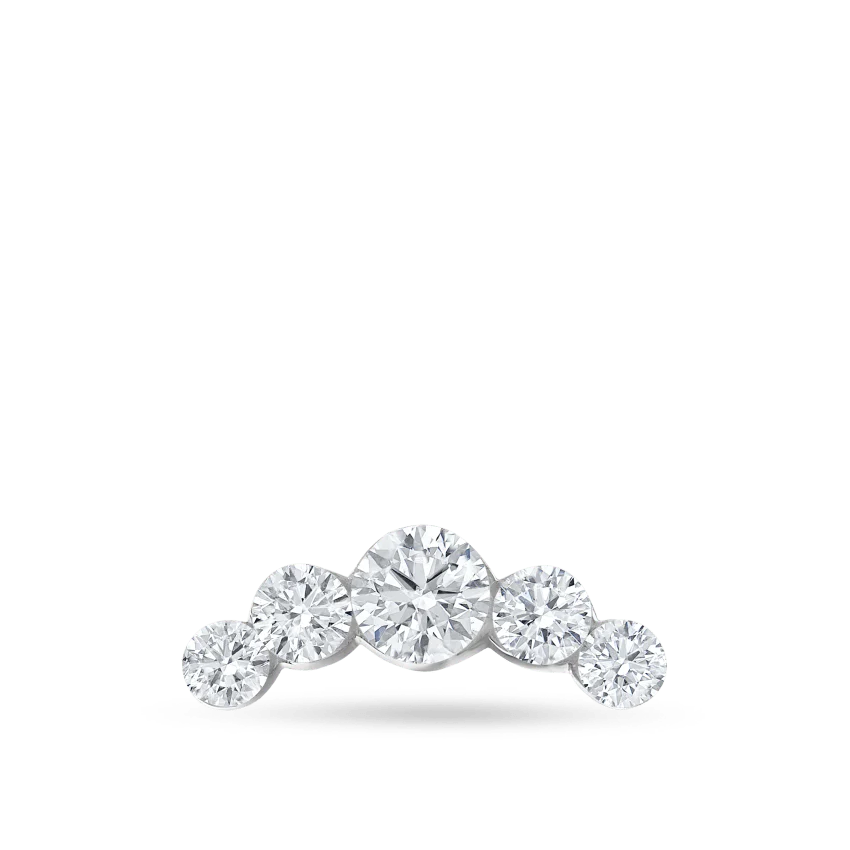 Invisible Set Five Diamond Open Curve Threaded Stud Earring - Image 7