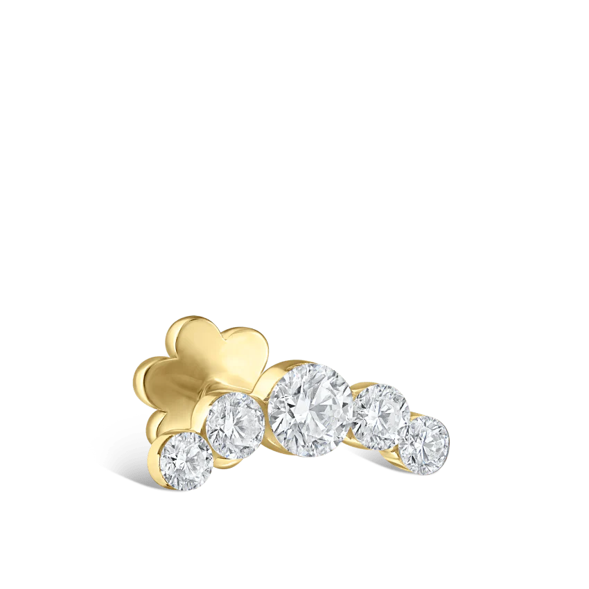 Invisible Set Five Diamond Open Curve Threaded Stud Earring - Image 8