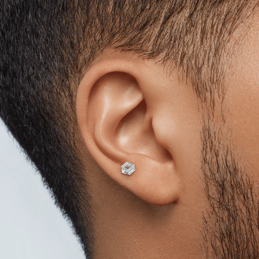 Invisible Set Hexagon Diamond Stud Earring - Image 12