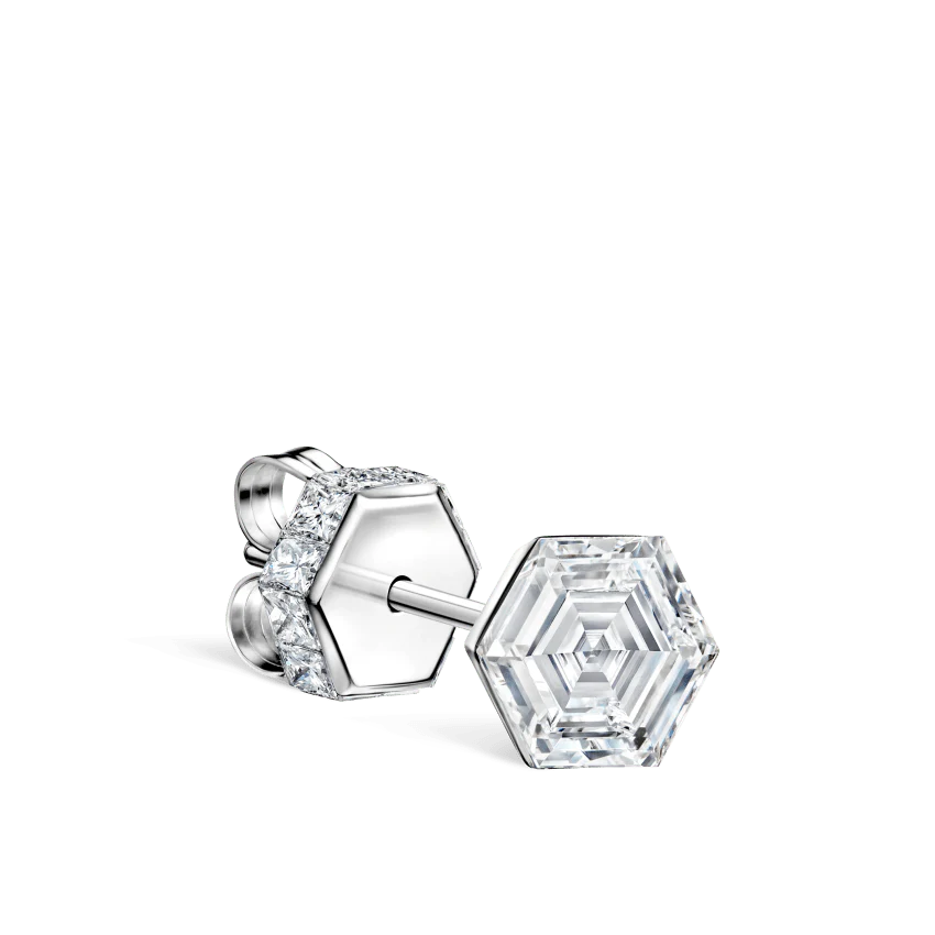Invisible Set Hexagon Diamond Stud Earring - Image 15