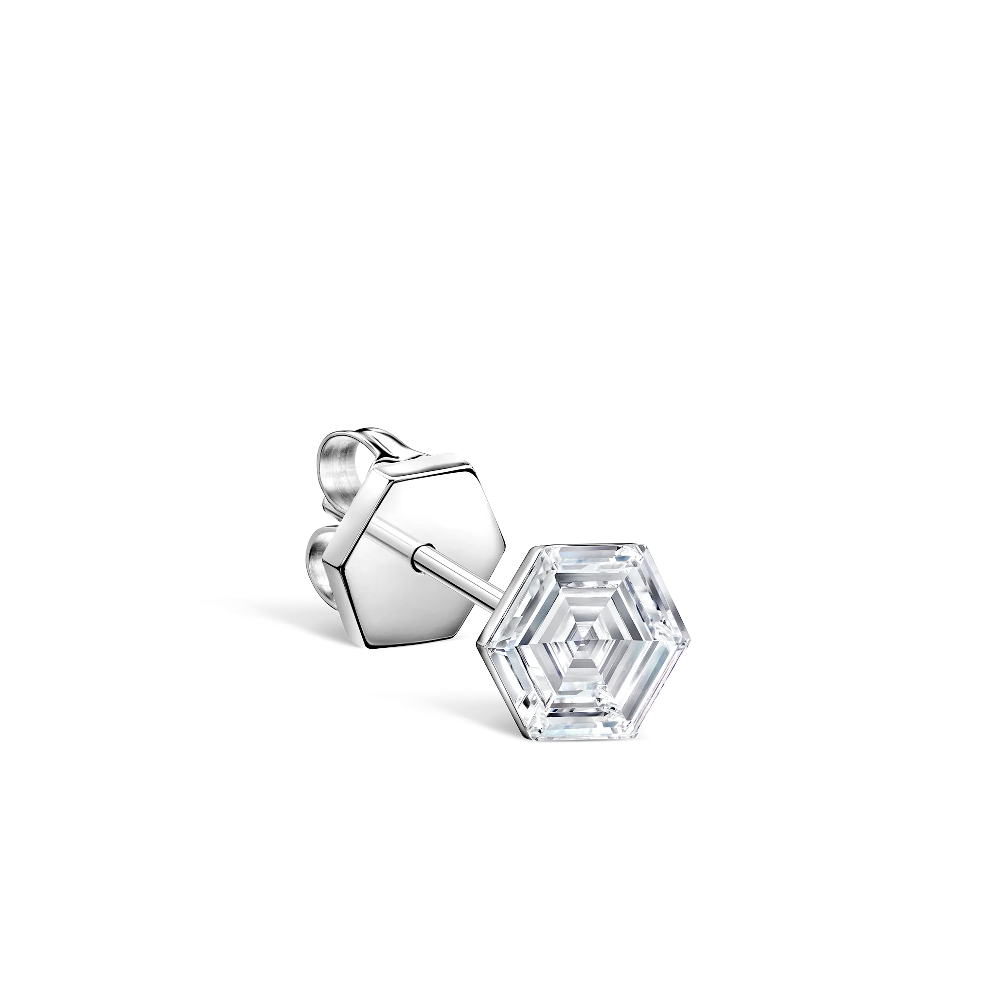 Invisible Set Hexagon Diamond Stud Earring - Image 21