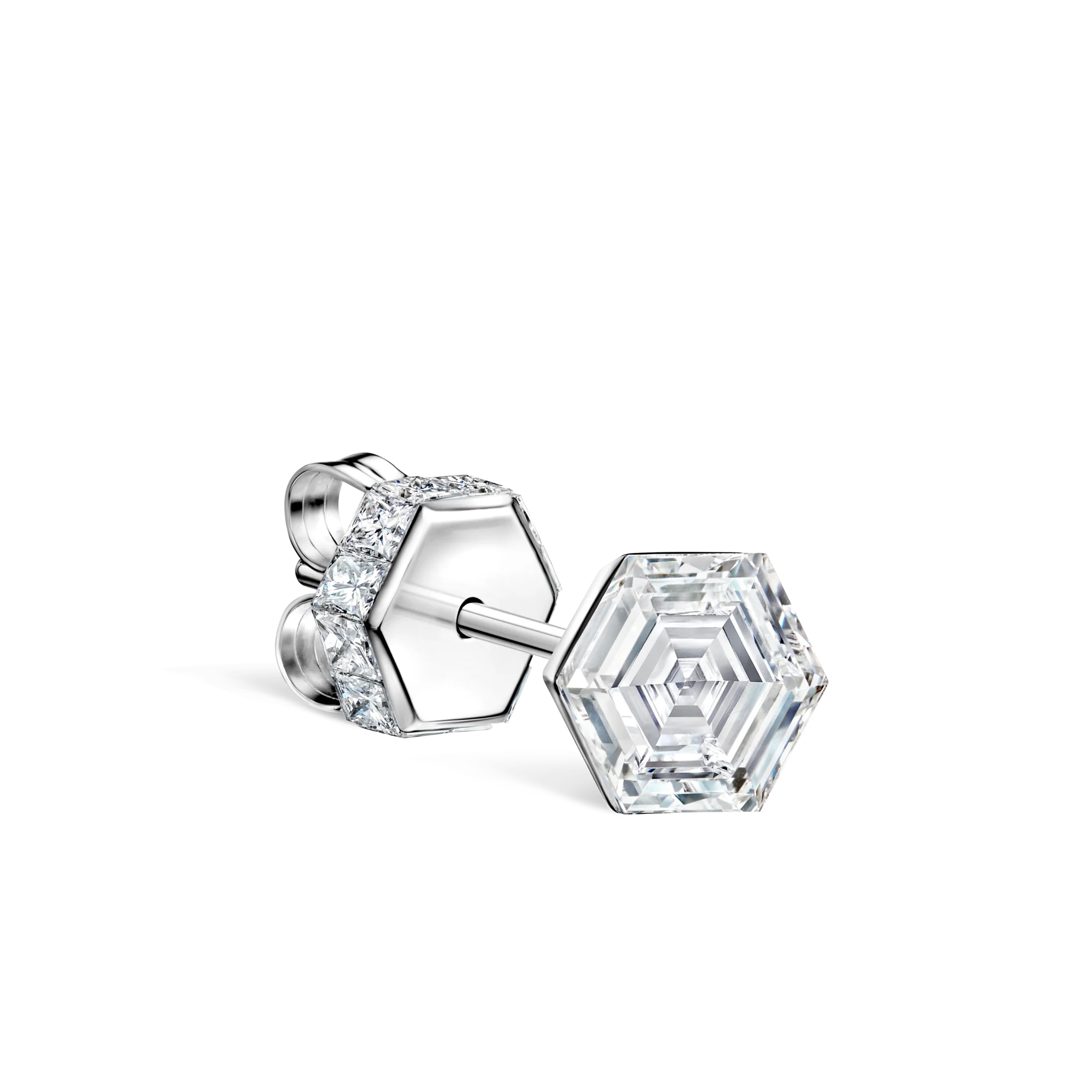 Invisible Set Hexagon Diamond Stud Earring - Image 22