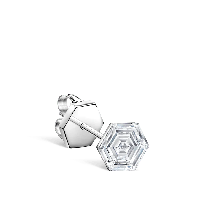 Invisible Set Hexagon Diamond Stud Earring - Image 8