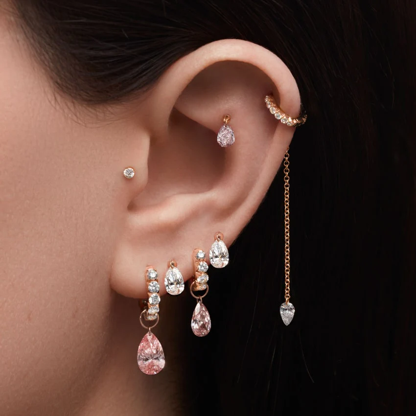 Invisible Set Large Diamond Eternity Hoop Earring - Image 45
