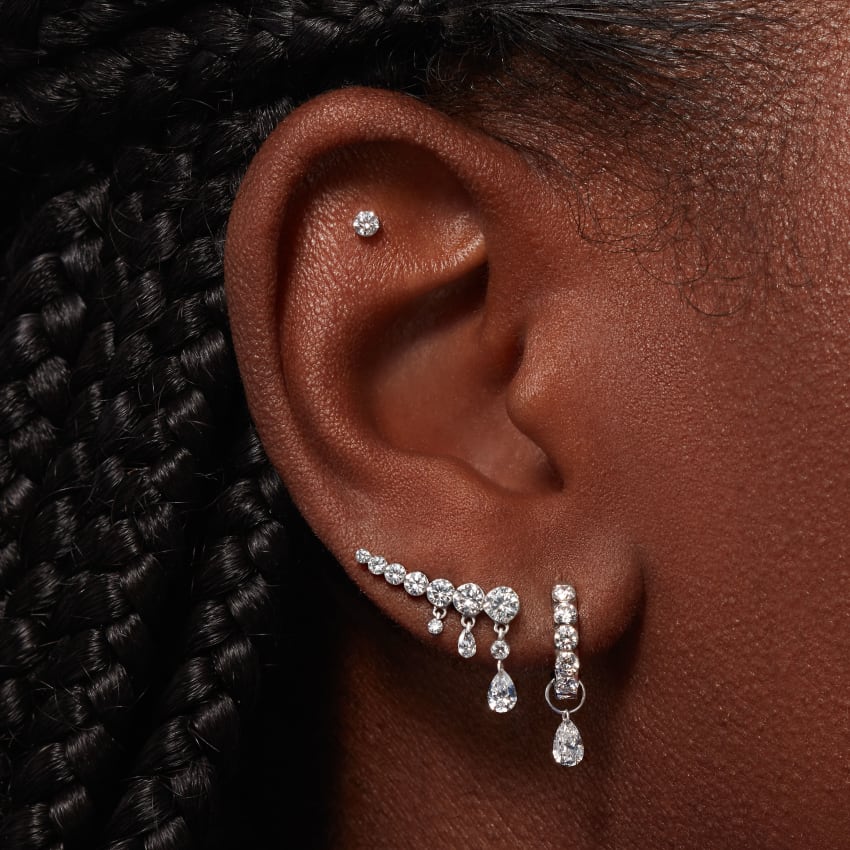 Invisible Set Large Diamond Eternity Hoop Earring - Image 84