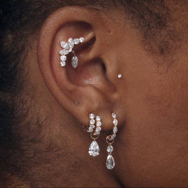 Invisible Set Large Diamond Eternity Hoop Earring - Image 91