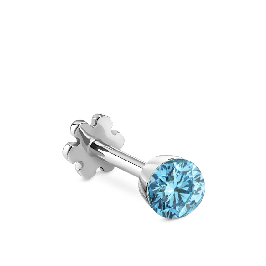 Invisible Set Light Blue Diamond Threaded Stud Earring - Image 10