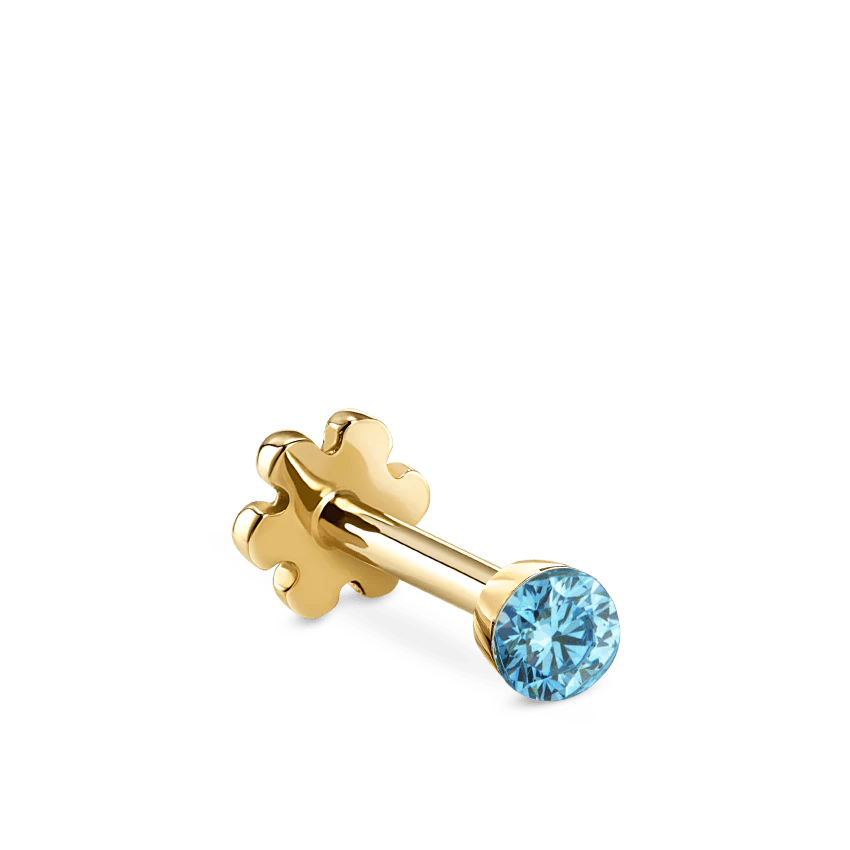 Invisible Set Light Blue Diamond Threaded Stud Earring - Image 13