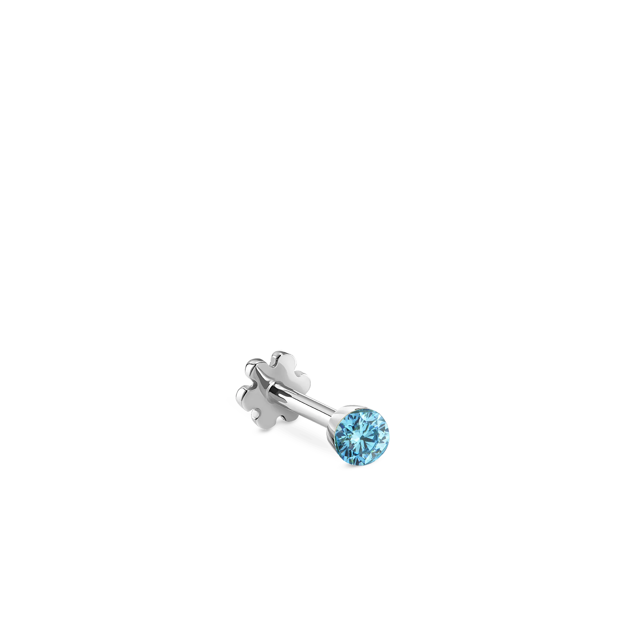 Invisible Set Light Blue Diamond Threaded Stud Earring - Image 25